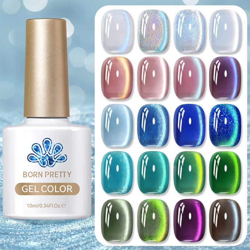 BORN PRETTY Cat Magnetic Gel Nail Polish 10ml Crystal Holographics Glass Bead Semi Permanent Soak Off UV LED Nail Art Manicure