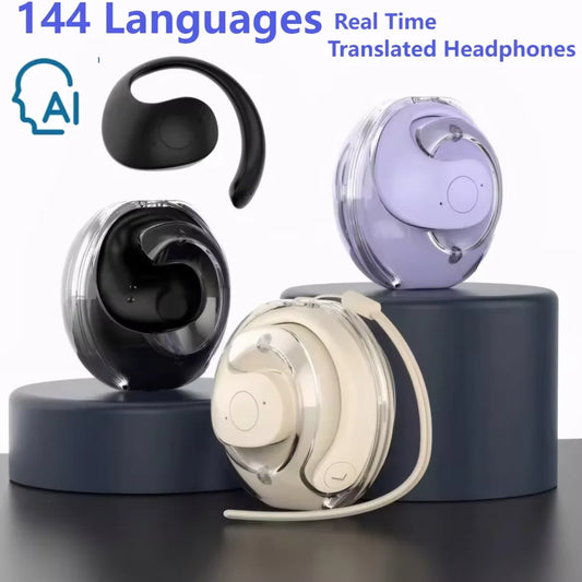 AI Translator Earbuds | 144-Lang Real-Time | Wireless BT | Waterproof | Smart Voice (Please Note the Difference:Trans/Orig )