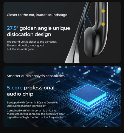 HTC NE23 Earphones Bluetooth V6.0 Open-Ear Wireless Headphones AI Translator Earbuds HD Call Sleek Thin lightweight Earhook