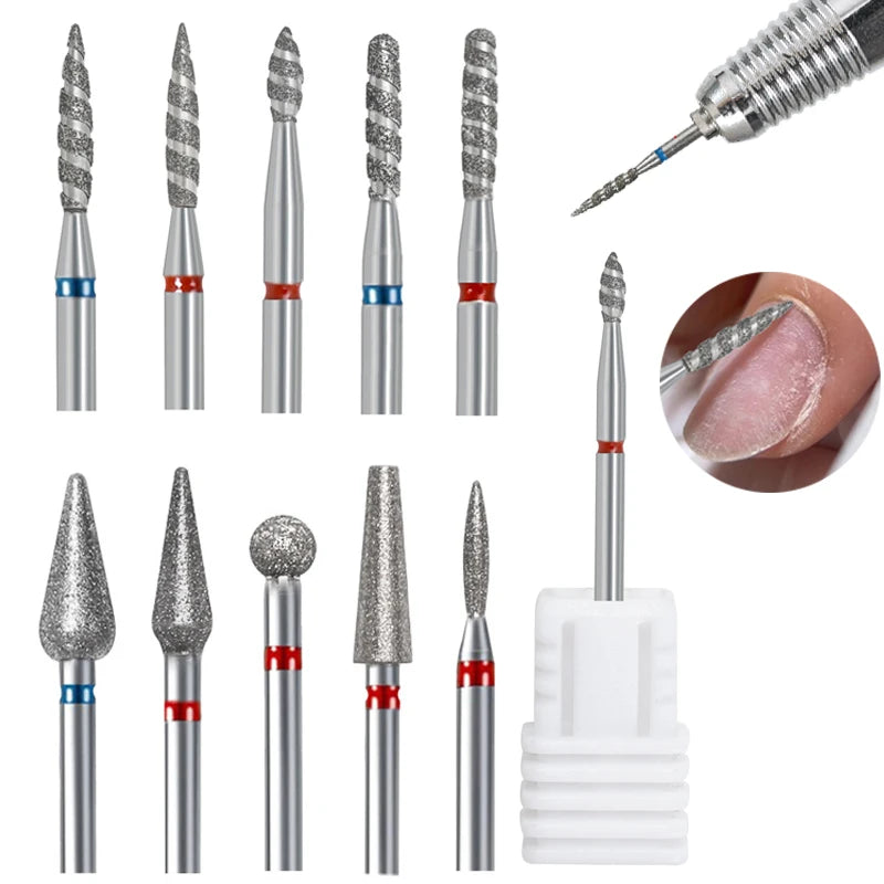 2/1Pcs Tornado Flame Diamond Nail Drill Bit Milling Cutters Dead Skin Remover Pedicure Diamond Burrs for Electric Polisher Tools