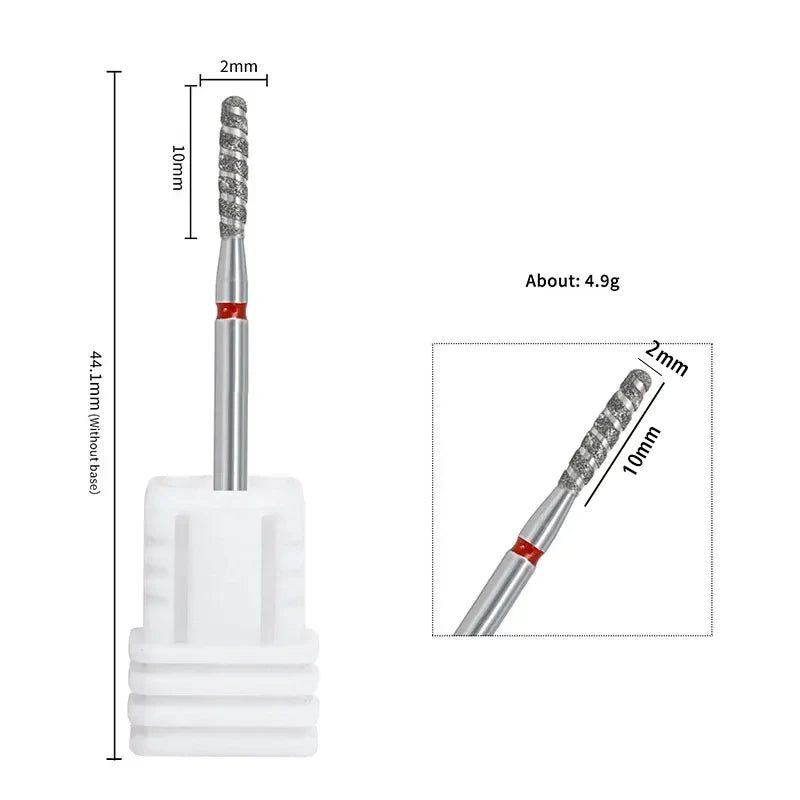 2/1Pcs Tornado Flame Diamond Nail Drill Bit Milling Cutters Dead Skin Remover Pedicure Diamond Burrs for Electric Polisher Tools