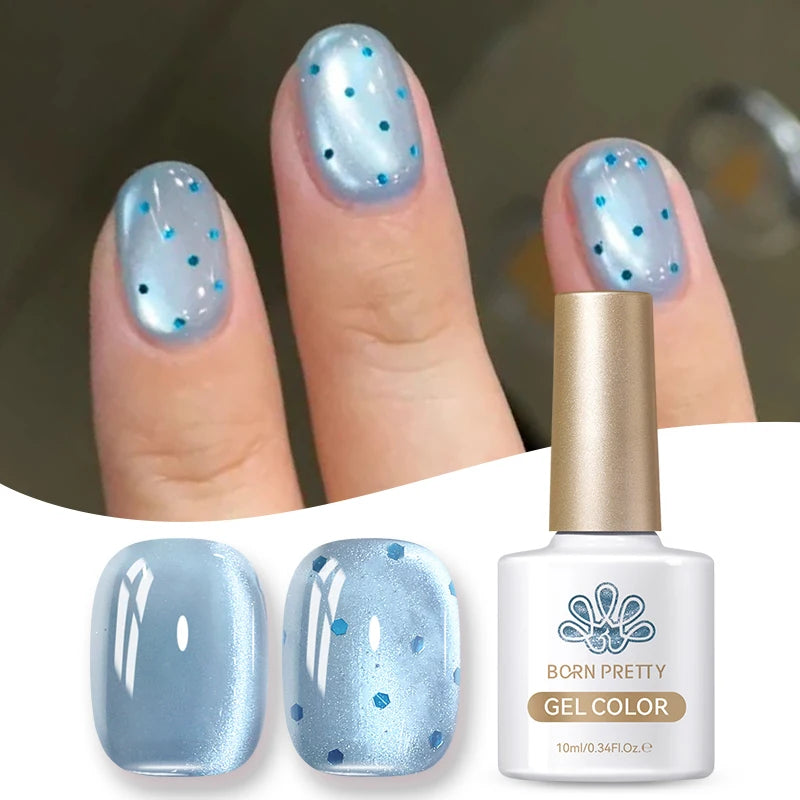 BORN PRETTY Cat Magnetic Gel Nail Polish 10ml Crystal Holographics Glass Bead Semi Permanent Soak Off UV LED Nail Art Manicure