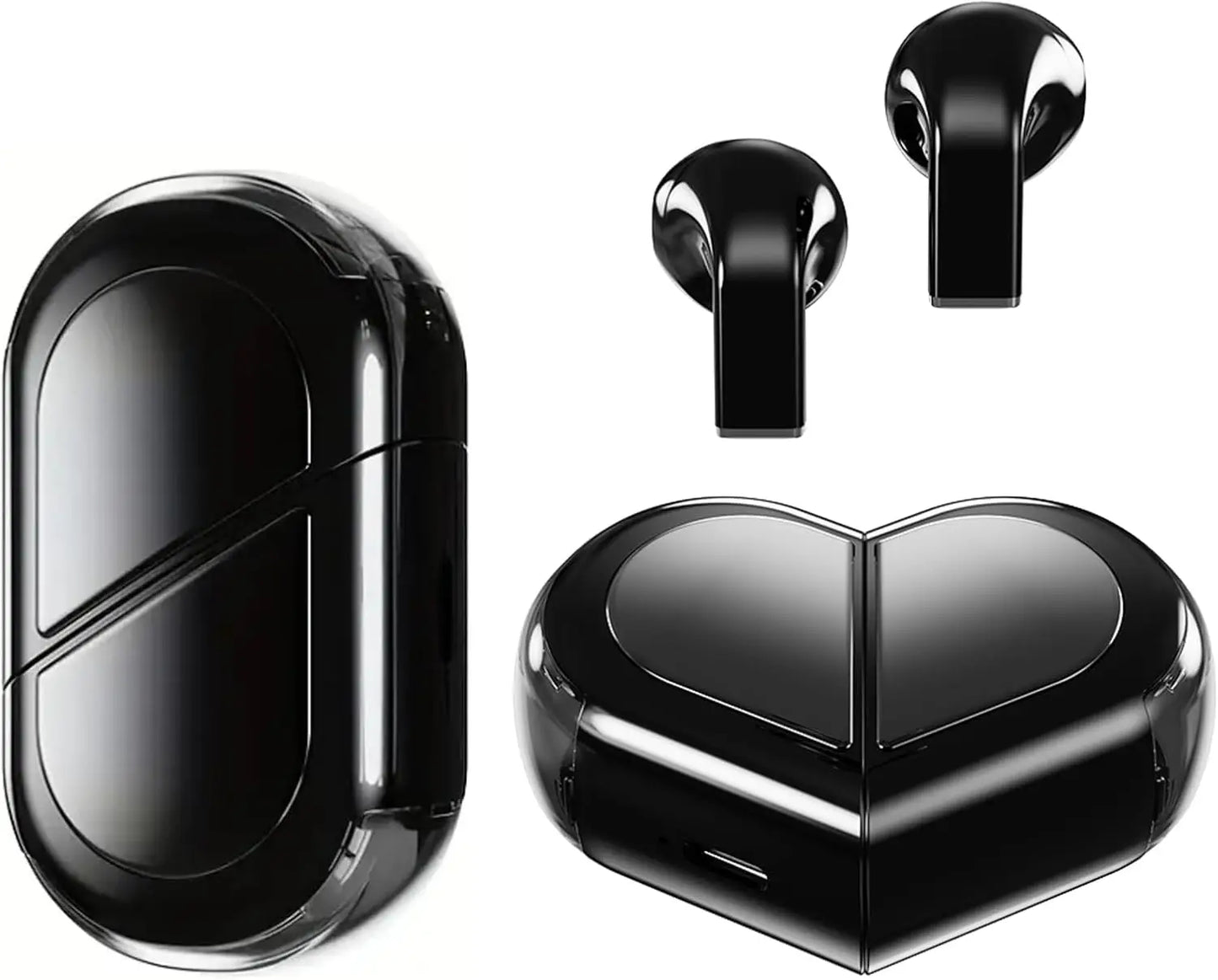 Heart-shaped Rotatable Wireless Bluetooth Earphones HIFI Sound, Touch Control, for gaming, music, calls and others.