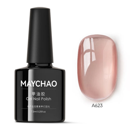 MAYCHAO Transparent Jelly Gel Nail Polish SemiPermanent Polish Soak Off UV LED Gel Art Nail Varnish Nude Collection 7.3ml DIY