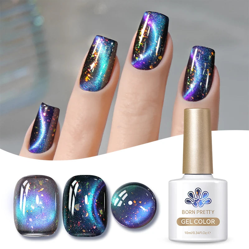 BORN PRETTY Cat Magnetic Gel Nail Polish 10ml Crystal Holographics Glass Bead Semi Permanent Soak Off UV LED Nail Art Manicure
