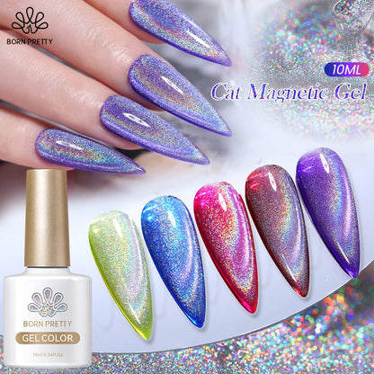 BORN PRETTY Cat Magnetic Gel Nail Polish 10ml Crystal Holographics Glass Bead Semi Permanent Soak Off UV LED Nail Art Manicure