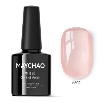 MAYCHAO Transparent Jelly Gel Nail Polish SemiPermanent Polish Soak Off UV LED Gel Art Nail Varnish Nude Collection 7.3ml DIY