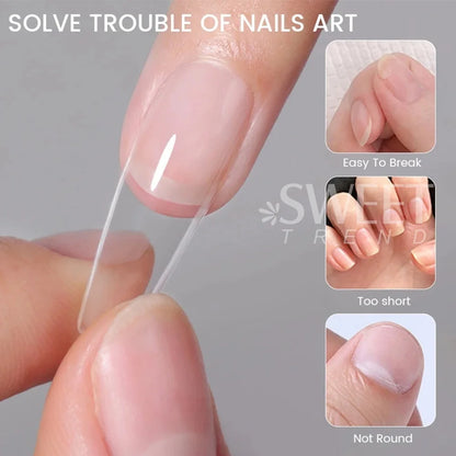 550pcs of full cover Soft Gel Nail Tips previously sanded - Long/Medium/Short Almond, Stiletto, OVAL, and Coffin shape. Perfect for professional nail extensions, self nails and press on nails.