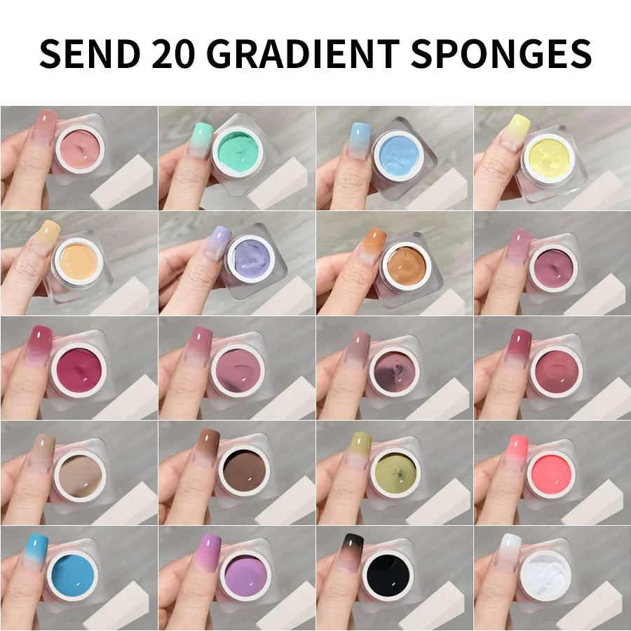 20 Colors Pat Painting Gel Nail Polish Set With Sponge Gradient Semi Permanent Soak Off UV LED Nail Art Gel Varnishes For Nails