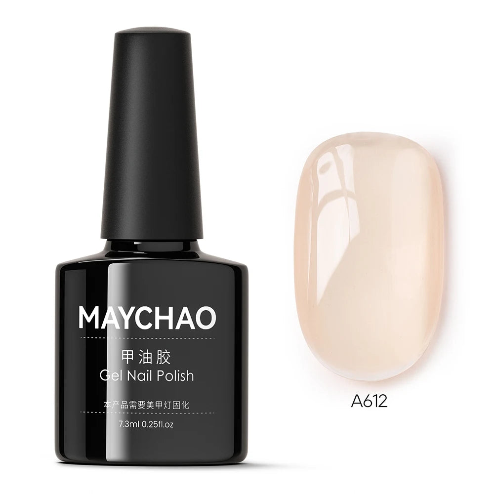 MAYCHAO Transparent Jelly Gel Nail Polish SemiPermanent Polish Soak Off UV LED Gel Art Nail Varnish Nude Collection 7.3ml DIY