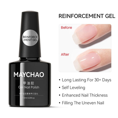 MAYCHAO Transparent Jelly Gel Nail Polish SemiPermanent Polish Soak Off UV LED Gel Art Nail Varnish Nude Collection 7.3ml DIY