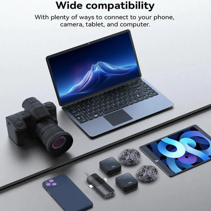 New Wireless Lavalier Microphone for Camera,iPhone,Android,Microphone for Video Recording Recording Podcast Noise Reduction mic