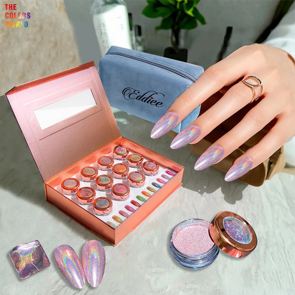 TCT-964 Holographic Mirror Chrome Nail Powder Metallic Shimmer Nail Art Powder for Gel Polish Dip Powder Acrylic Nails