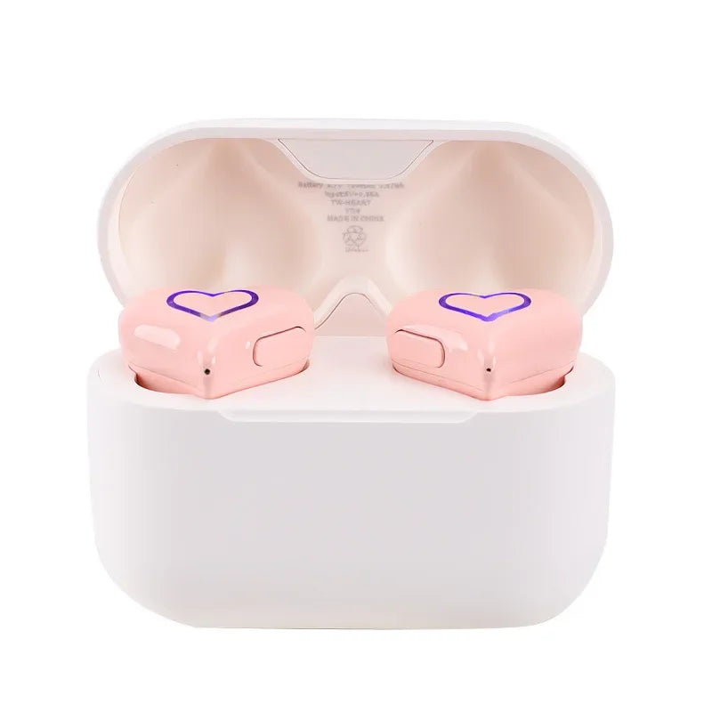 New heartbuds love earphones heart-shaped earphones cute girls wireless bluetooth earphones with colorful lights ear buds