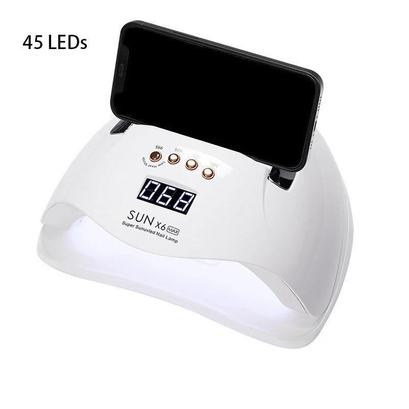 New Gel SunX6Max 256W Nail Gel Dryer Rechargeable Gel UV Nail Lamp 45 UV Led Nail Dryer Mobile Phone Holder