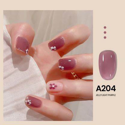 MAYCHAO Transparent Jelly Gel Nail Polish SemiPermanent Polish Soak Off UV LED Gel Art Nail Varnish Nude Collection 7.3ml DIY