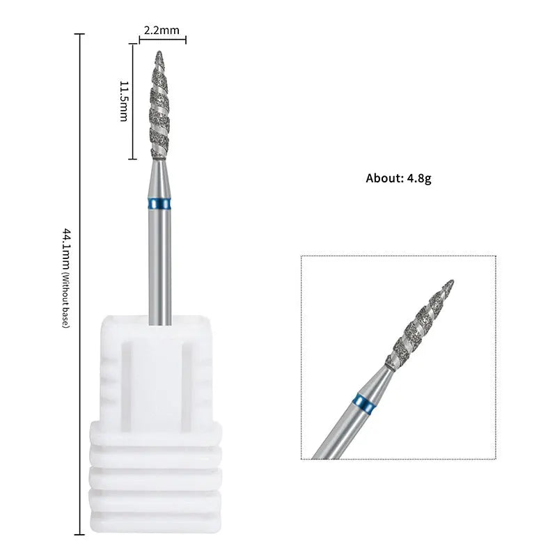 2/1Pcs Tornado Flame Diamond Nail Drill Bit Milling Cutters Dead Skin Remover Pedicure Diamond Burrs for Electric Polisher Tools