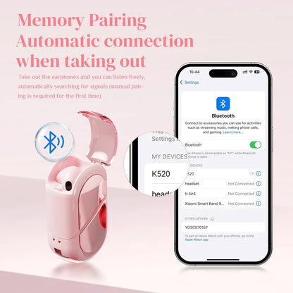Heart-shaped Rotatable Wireless Bluetooth Earphones HIFI Sound, Touch Control, for gaming, music, calls and others.