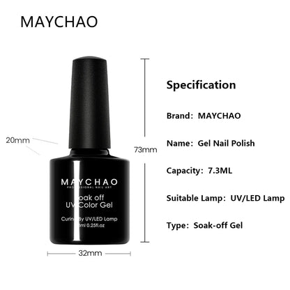 MAYCHAO Transparent Jelly Gel Nail Polish SemiPermanent Polish Soak Off UV LED Gel Art Nail Varnish Nude Collection 7.3ml DIY