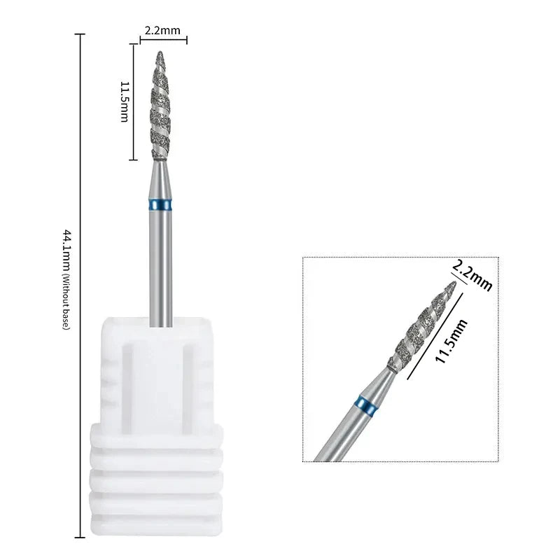 2/1Pcs Tornado Flame Diamond Nail Drill Bit Milling Cutters Dead Skin Remover Pedicure Diamond Burrs for Electric Polisher Tools