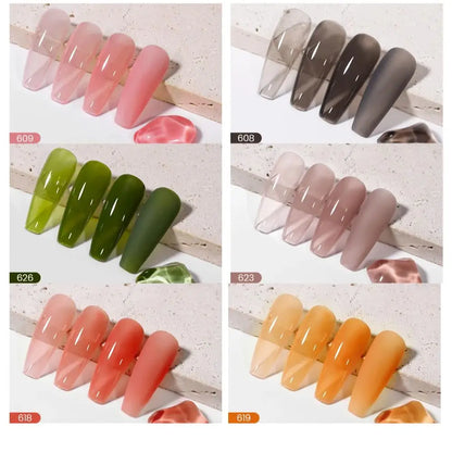 MAYCHAO Transparent Jelly Gel Nail Polish SemiPermanent Polish Soak Off UV LED Gel Art Nail Varnish Nude Collection 7.3ml DIY