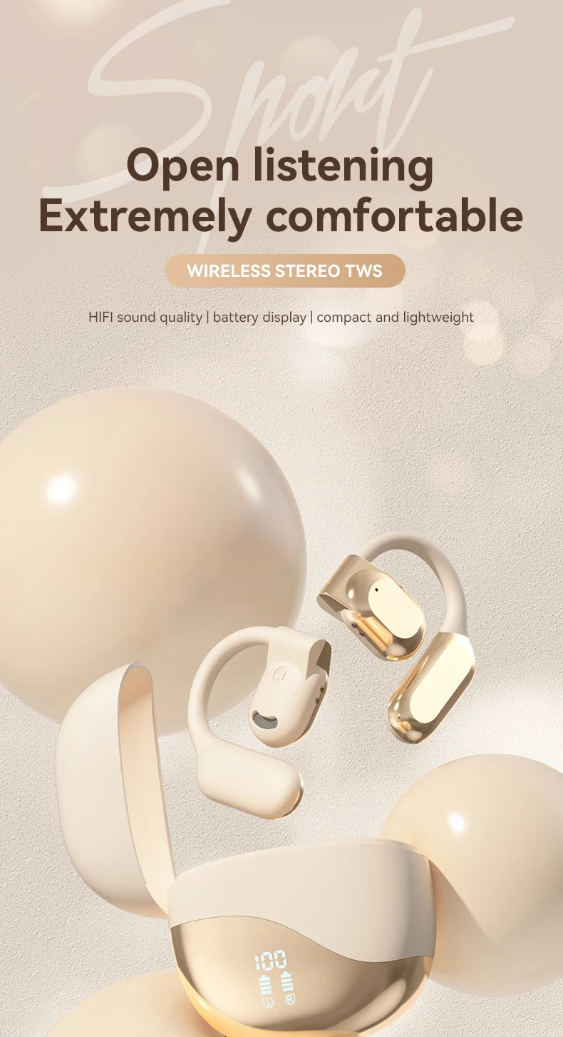 AI Translator Earbuds Wireless BT Real Time Translators Headphones Two-Way Instant Voice Translator Ear Hook for Business Travel