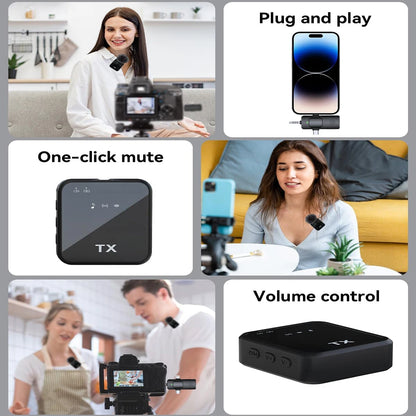 New Wireless Lavalier Microphone for Camera,iPhone,Android,Microphone for Video Recording Recording Podcast Noise Reduction mic