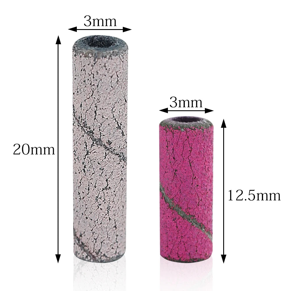 100Pcs 3mm Mini Nail Sanding Bands Remove Dead Skin Cuticle Polishing Sand Ring Set Manicure Tools，Two Size，12. 5mm/20mm Length