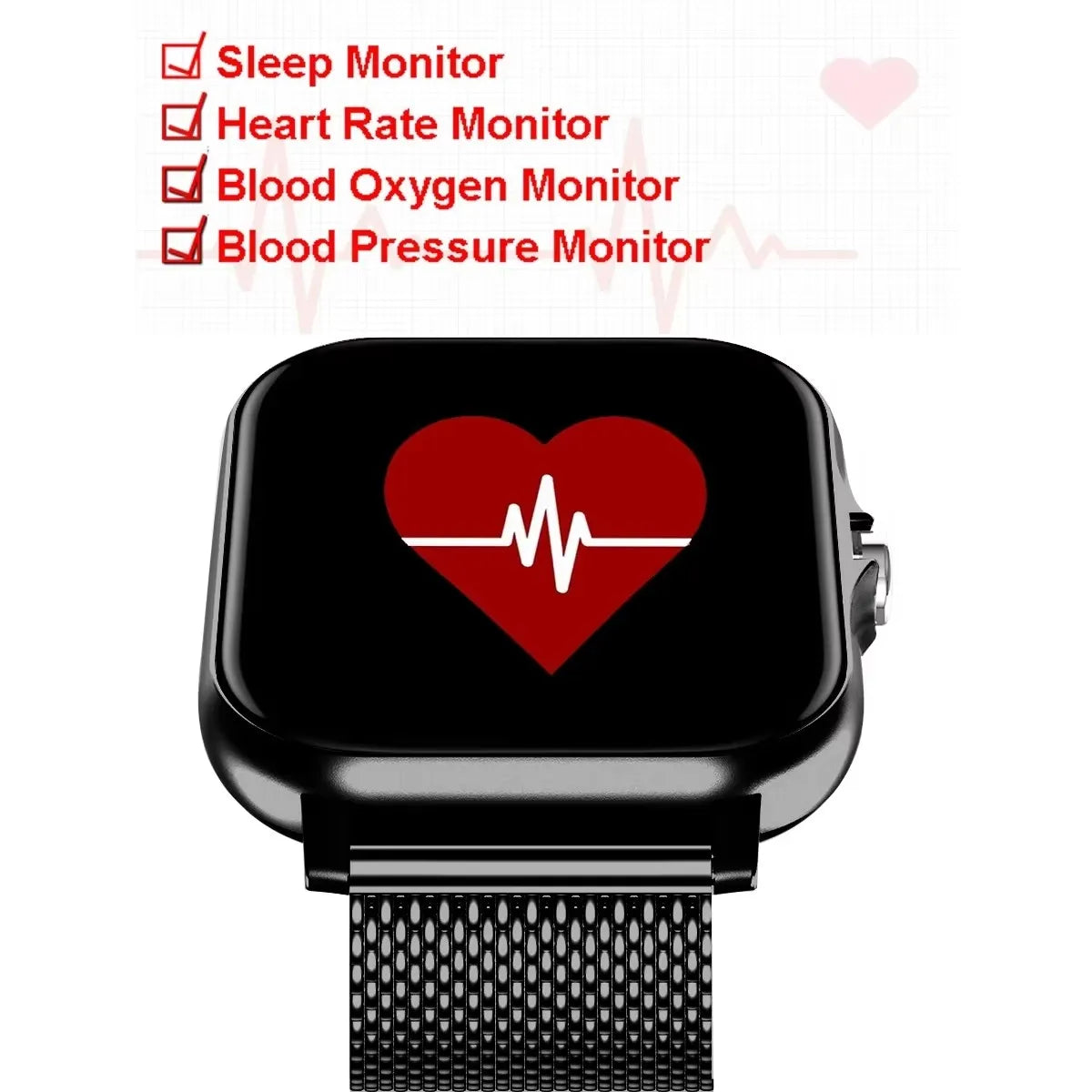 Waterproof Smart Watch with Message, Call, Sleep and Monitoring Sports Pedometer Information Alerts For iPhone Android