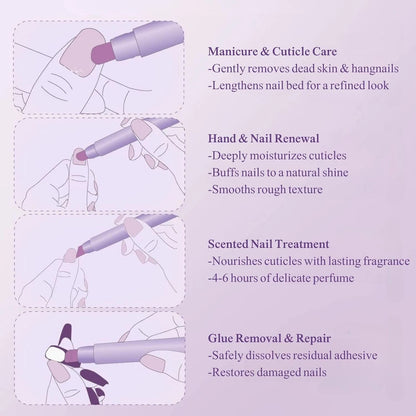 1Pcs 3-In-1 Nail Care Essentical Oil Pen Remover Dead Skin Burrs Nail Cuticle Pusher Strengthen Repair Damaged Nail Essent Oils