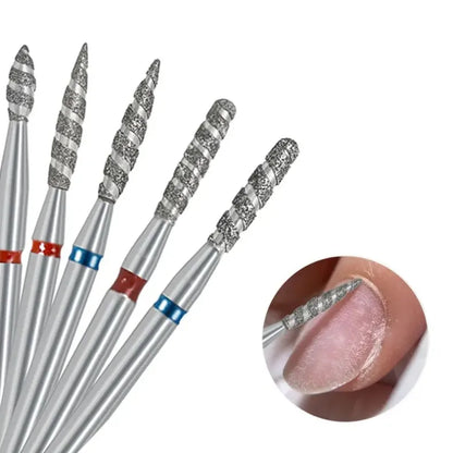 2/1Pcs Tornado Flame Diamond Nail Drill Bit Milling Cutters Dead Skin Remover Pedicure Diamond Burrs for Electric Polisher Tools