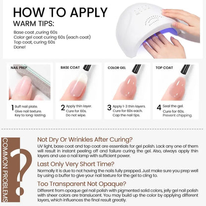 MAYCHAO Transparent Jelly Gel Nail Polish SemiPermanent Polish Soak Off UV LED Gel Art Nail Varnish Nude Collection 7.3ml DIY