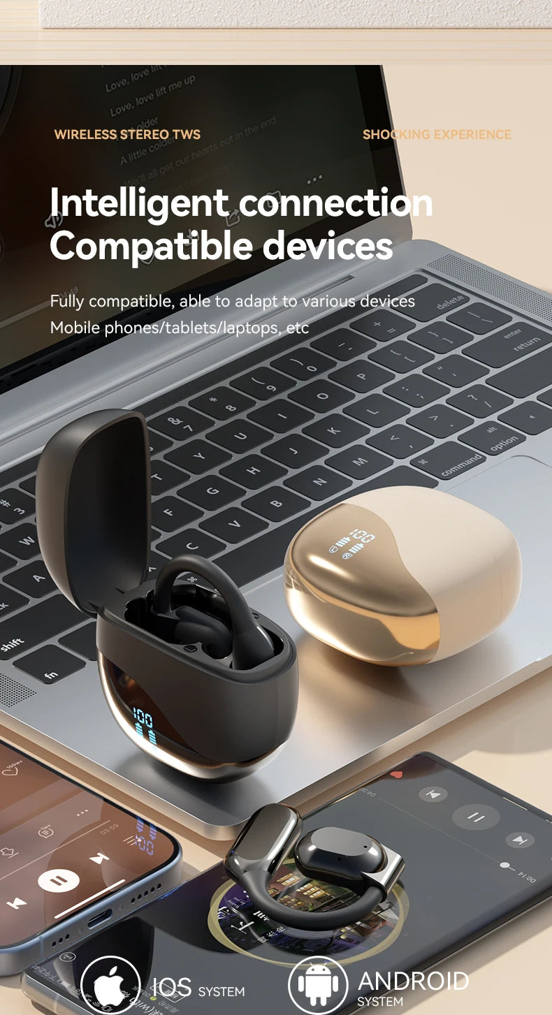 AI Translator Earbuds Wireless BT Real Time Translators Headphones Two-Way Instant Voice Translator Ear Hook for Business Travel