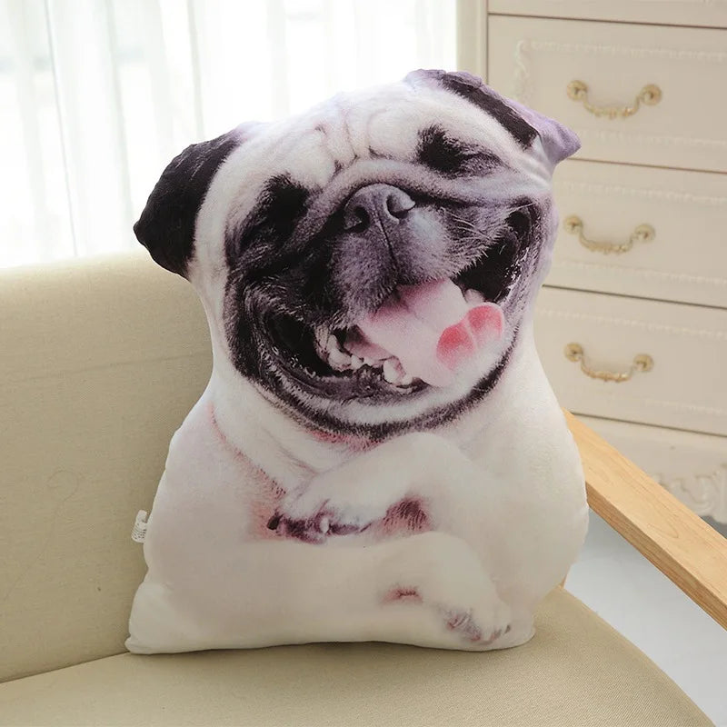 3D Cute Curved Dog Pillow 50cm Pillow Realistic Animal Funny Dog Head Role Playing Home Decoration Sofa Ornament