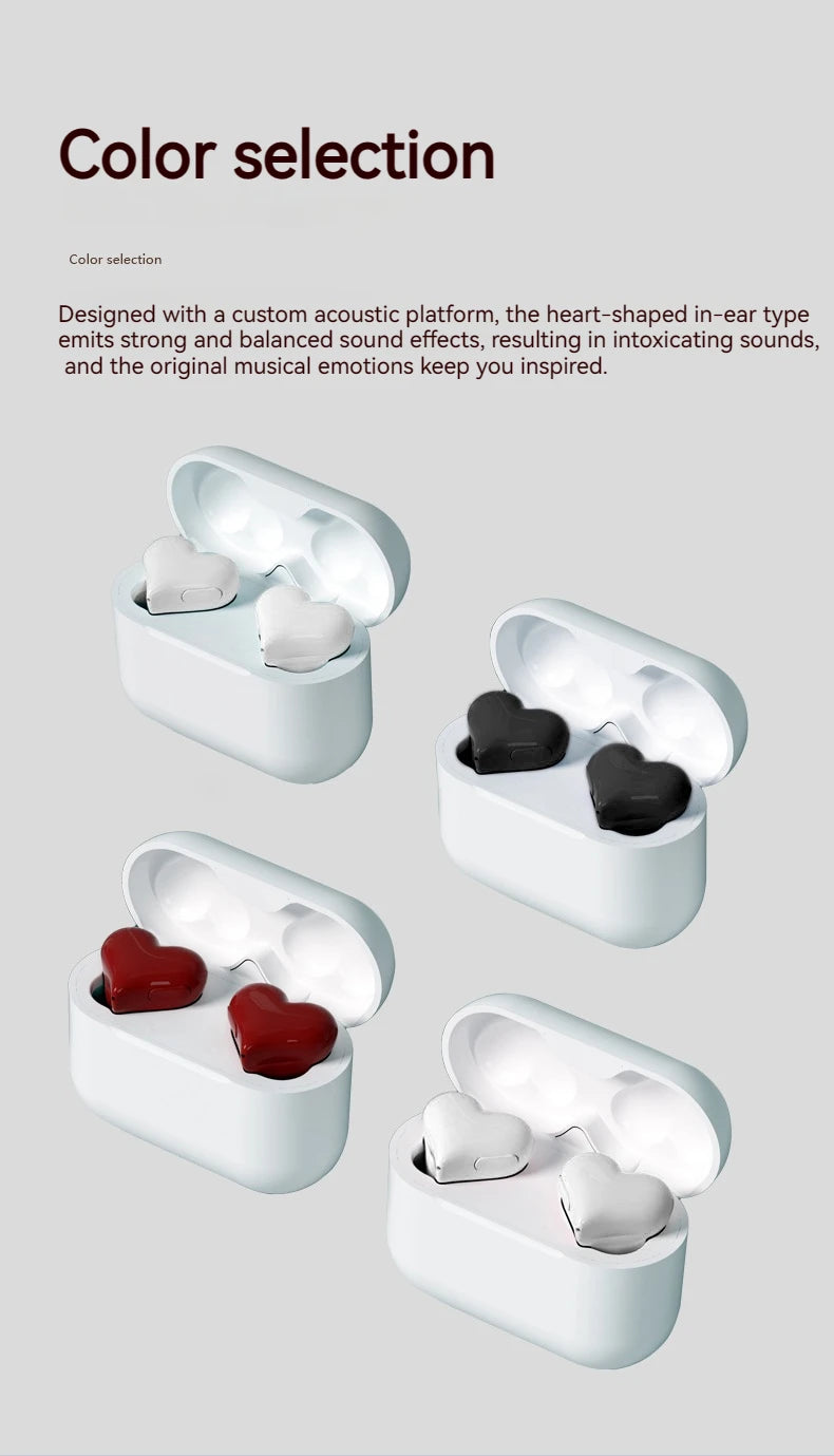Bluetooth 5.3 Wireless Headphones Heart Shaped Earphones Woman HiFi Music Heart Earbuds Headset Fashion High Quality Girl Gifts