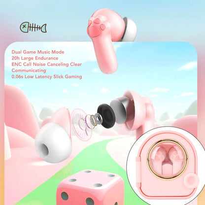 Bluetooth Earphones Ergonomic Cute High Sensitivity Microphone Music Earphones Cat Claw for Girls