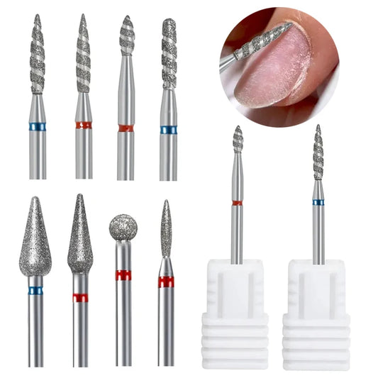 2/1Pcs Tornado Flame Diamond Nail Drill Bit Milling Cutters Dead Skin Remover Pedicure Diamond Burrs for Electric Polisher Tools