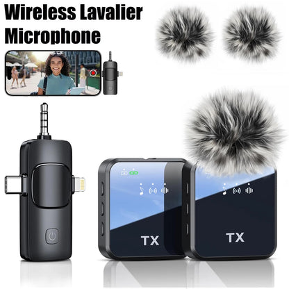 New Wireless Lavalier Microphone for Camera,iPhone,Android,Microphone for Video Recording Recording Podcast Noise Reduction mic