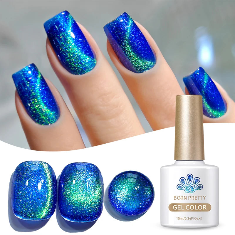 BORN PRETTY Cat Magnetic Gel Nail Polish 10ml Crystal Holographics Glass Bead Semi Permanent Soak Off UV LED Nail Art Manicure