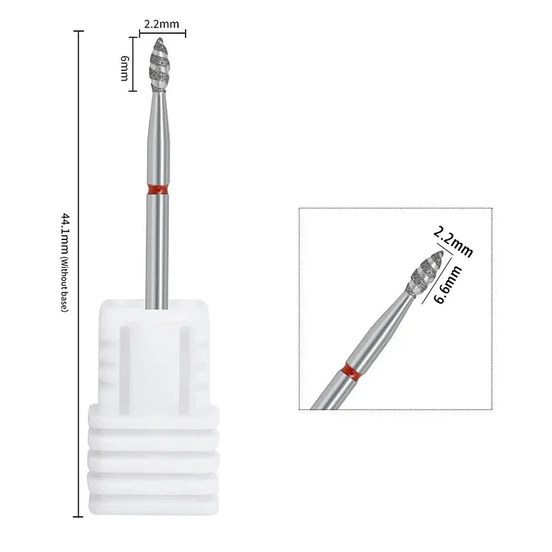 2/1Pcs Tornado Flame Diamond Nail Drill Bit Milling Cutters Dead Skin Remover Pedicure Diamond Burrs for Electric Polisher Tools