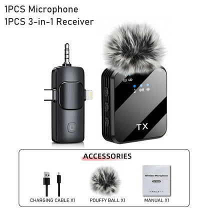 New Wireless Lavalier Microphone for Camera,iPhone,Android,Microphone for Video Recording Recording Podcast Noise Reduction mic
