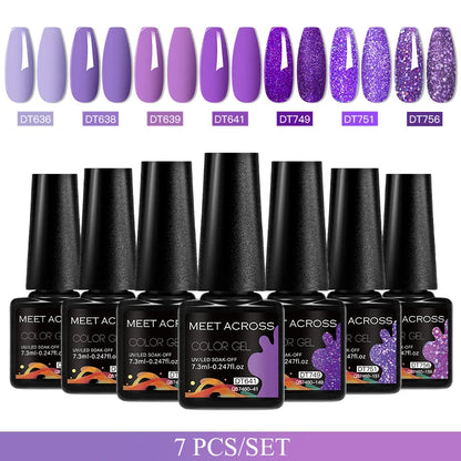 7pcs Gel Nail Polish Set For All Season 7.3ml Semi Permanent UV Gel Varnish Long Lasting Manicure Kit Soak Off Nail Supplies DIY