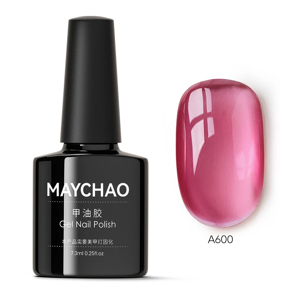 MAYCHAO Transparent Jelly Gel Nail Polish SemiPermanent Polish Soak Off UV LED Gel Art Nail Varnish Nude Collection 7.3ml DIY