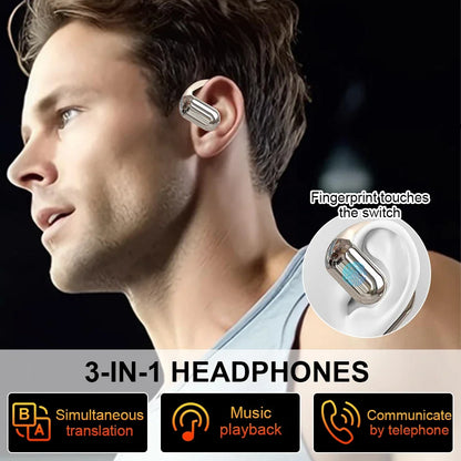 3-in-1 AI Translator Earbuds supporting 144 Languages with Noise Cancelling Bluetooth 5.3 Headset Instant Translator Smart Voice Real Time ﻿