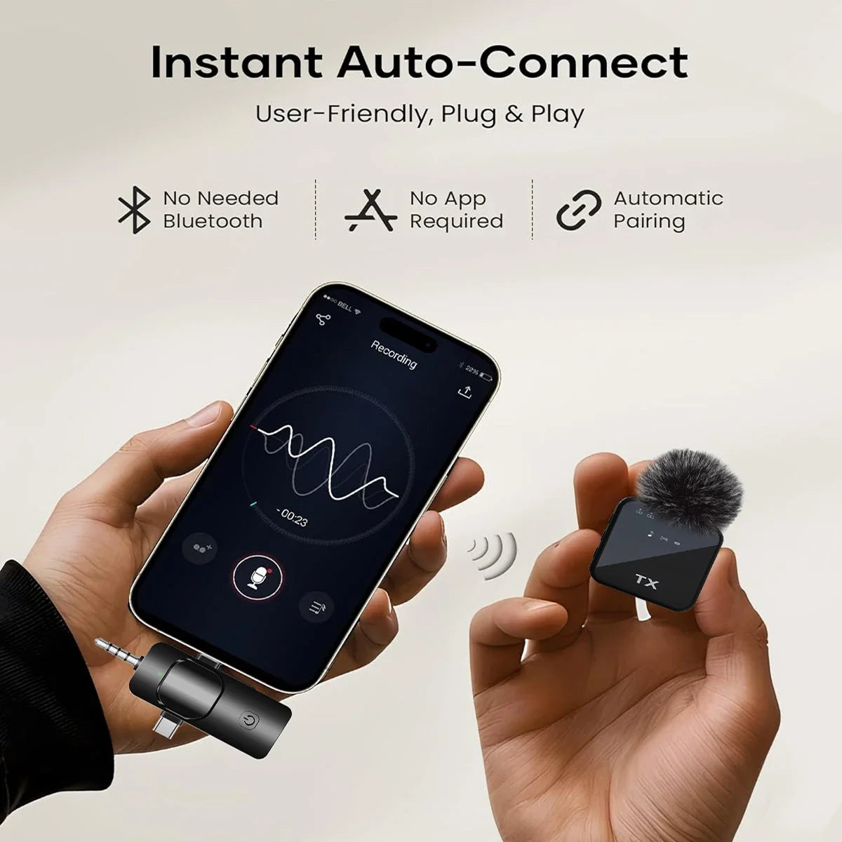 New Wireless Lavalier Microphone for Camera,iPhone,Android,Microphone for Video Recording Recording Podcast Noise Reduction mic