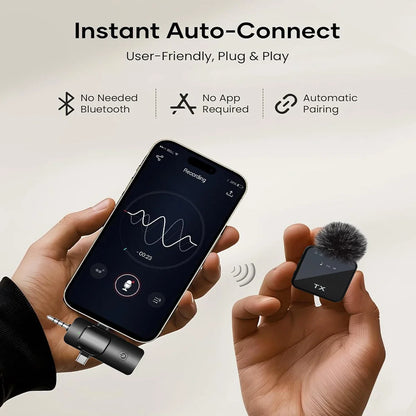 New Wireless Lavalier Microphone for Camera,iPhone,Android,Microphone for Video Recording Recording Podcast Noise Reduction mic