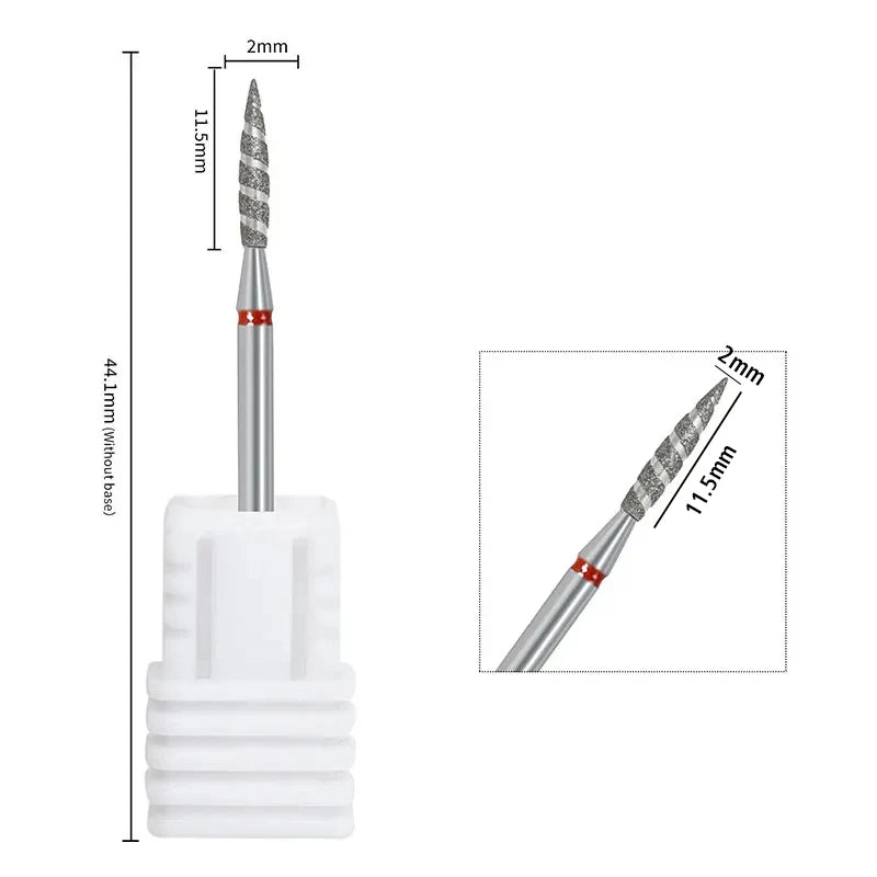 2/1Pcs Tornado Flame Diamond Nail Drill Bit Milling Cutters Dead Skin Remover Pedicure Diamond Burrs for Electric Polisher Tools