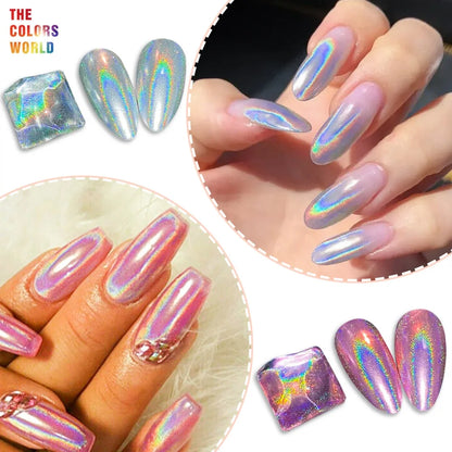 TCT-964 Holographic Mirror Chrome Nail Powder Metallic Shimmer Nail Art Powder for Gel Polish Dip Powder Acrylic Nails