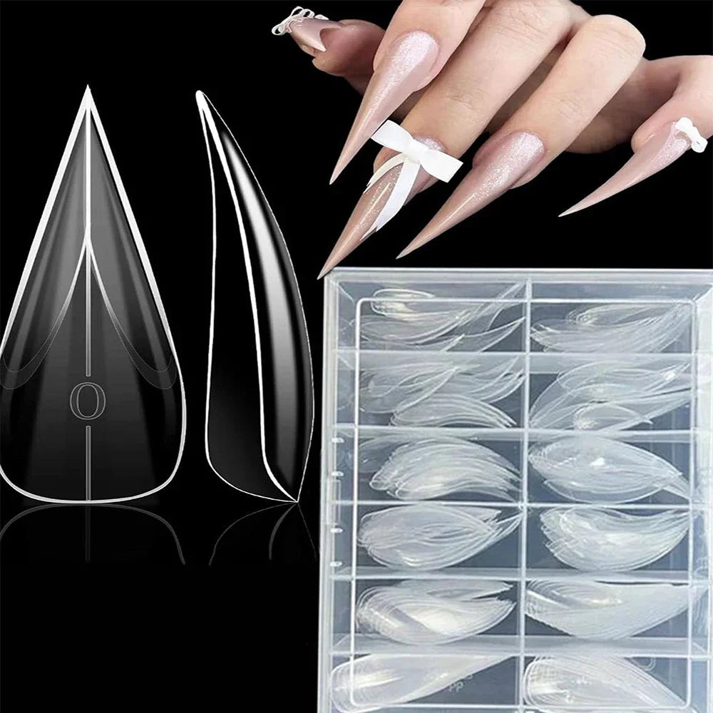 120枚 透明イーグルクロー ネイルチップ
3Dカーブ スティレット フルカバー
UVジェル対応 エクステンション用 デュアルフォーム