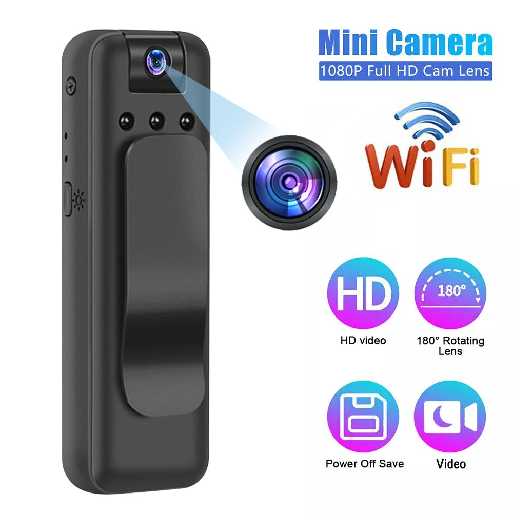 1080P HD Mini Wifi Camera Portable Recorder Outdoor Sports Photography Pen Night Vision Camera 180 Rotating Camera Support 128G